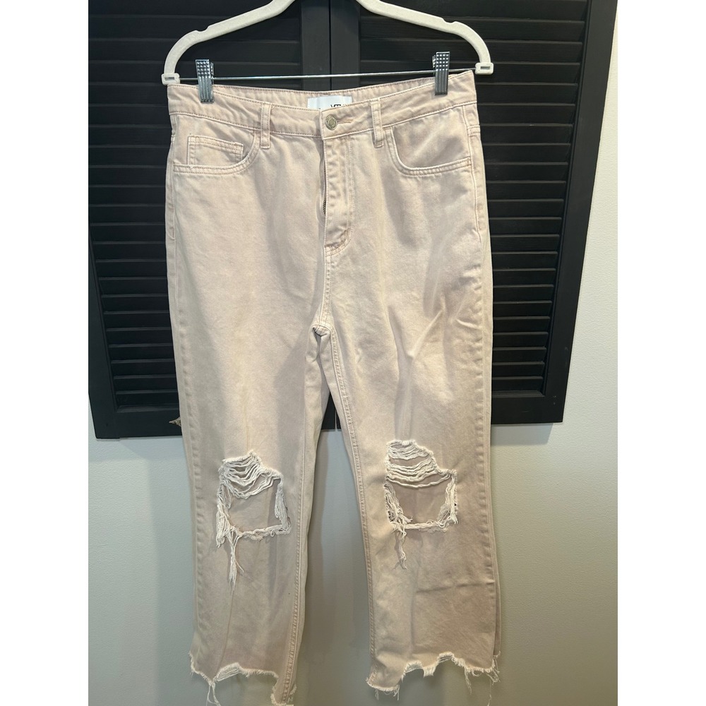 Vervet by Flying Monkey Distressed High Rise Straight Leg Jeans Pink V2737 Sz 29